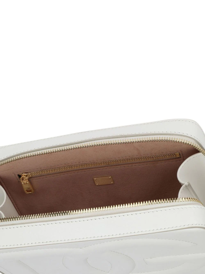 Dolce & Gabbana Medium Logo Camera Bag In Calf Leather In White