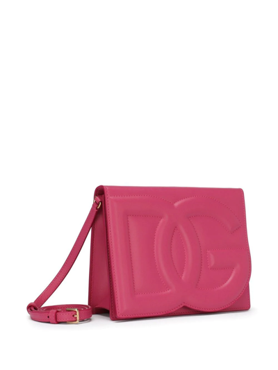 Shop Dolce & Gabbana Dg Logo Leather Crossbody Bag In Pink