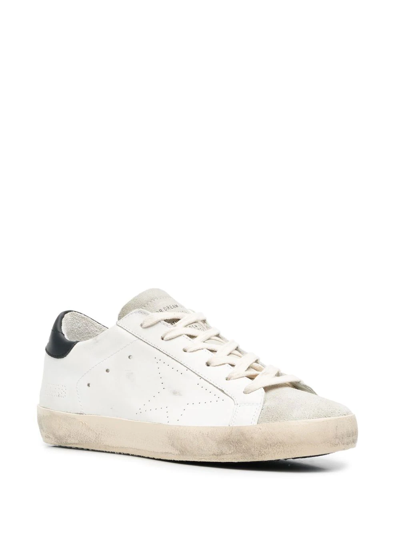 Shop Golden Goose Super-star Distressed Lace-up Sneakers In White