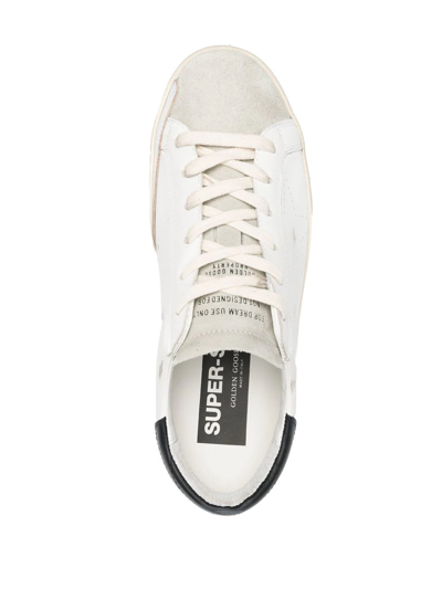 Shop Golden Goose Super-star Distressed Lace-up Sneakers In White