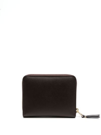 Shop Comme Des Garçons Zip-up Leather Wallet In Brown