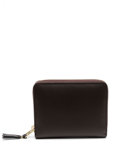 Comme Des Garçons Zip-up Leather Wallet In Brown
