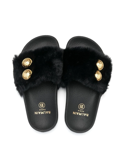 Balmain Faux-fit Sliders In Black