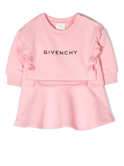 Shop Givenchy Logo-print Flared Dress In Pink