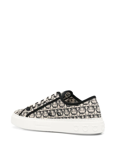 Ferragamo Anson Gancini-jacquard Sneakers In Neutrals