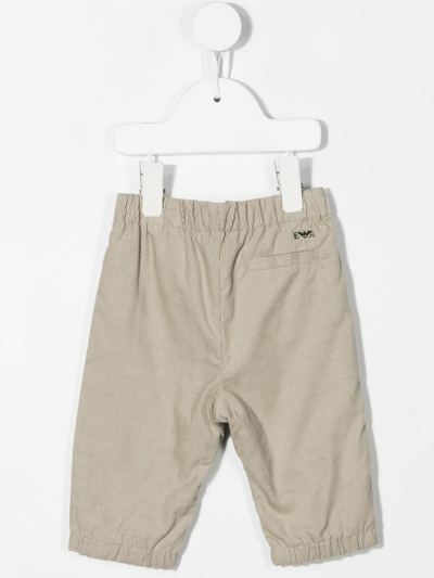 Emporio Armani Elasticated-waist Ribbed Trousers In Neutrals