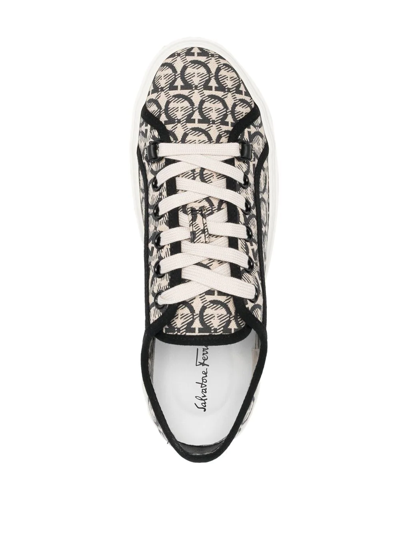 Ferragamo Anson Gancini-jacquard Sneakers In Neutrals