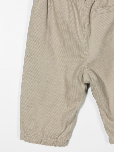 Emporio Armani Elasticated-waist Ribbed Trousers In Neutrals