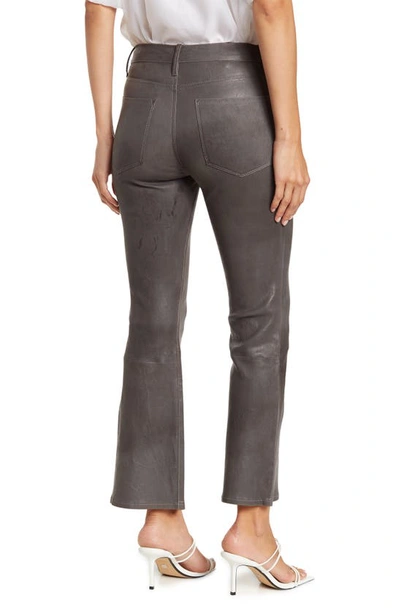 Shop Frame Le Crop Mini Leather Cropped Pants In Savile Grey