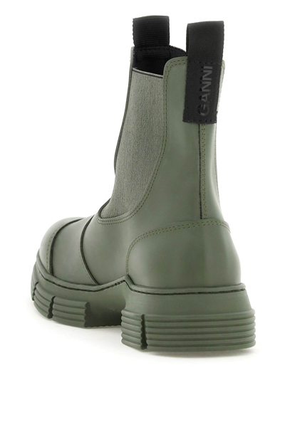 Shop Ganni Recycled Rubber Ankle Boots In Green