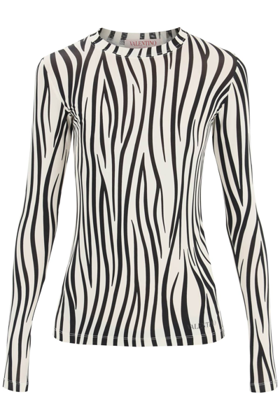 Shop Valentino Zebra Print Viscose Top In White,black