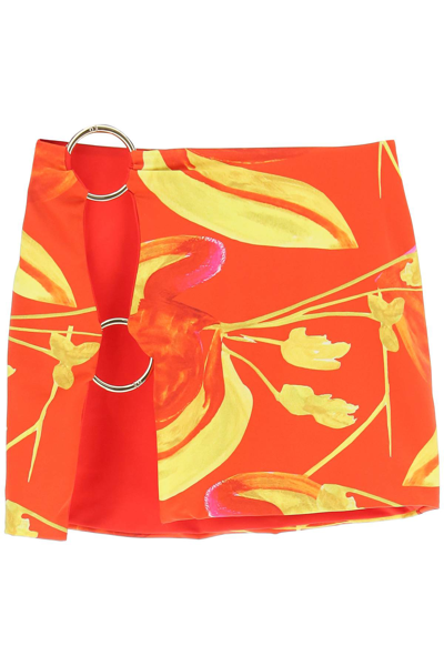 Shop Louisa Ballou Double Ring Mini Skirt In Orange,yellow