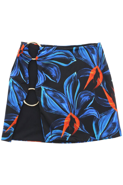 Shop Louisa Ballou Double Ring Mini Skirt In Black,blue