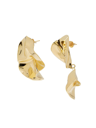 Shop Sterling King Mismatched Fold Earrings In Gold