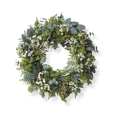 Frontgate Outdoor Mixed Greenery Queen Anne's Lace Wreath