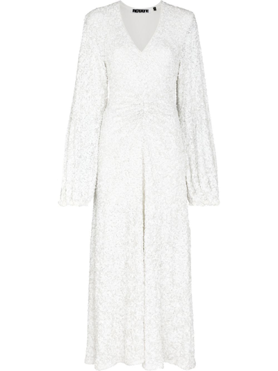 Rotate Birger Christensen White Sirin Sequinned Midi Dress In Weiss