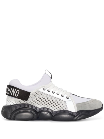 Shop Moschino Chunky-sole Logo-strap Sneakers In Weiss