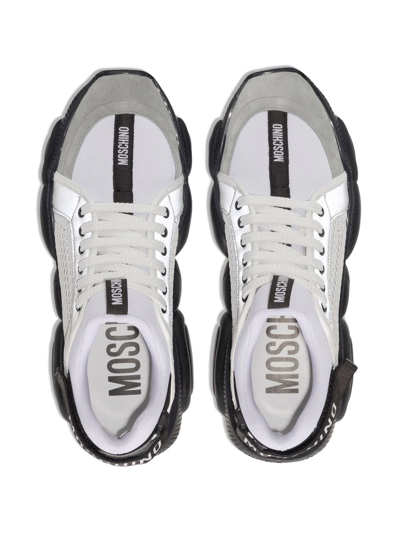 Shop Moschino Chunky-sole Logo-strap Sneakers In Weiss