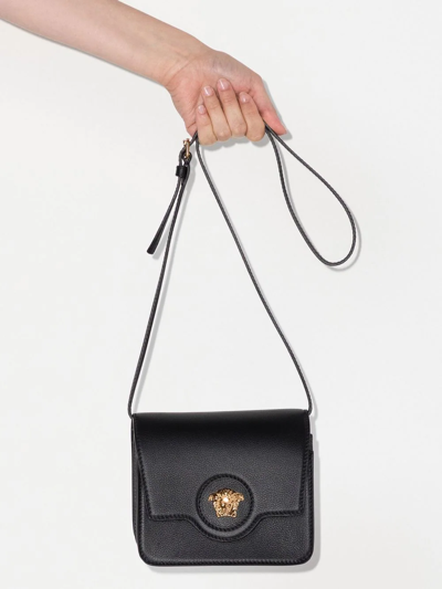 Versace La Medusa Crossbody Bag In Black