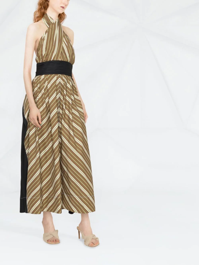 Tory Burch Variegated Stripe Poplin Dress In Green