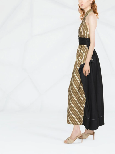 Tory Burch Variegated Stripe Poplin Dress In Green