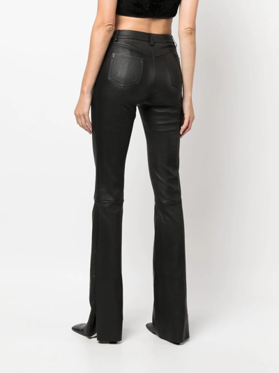Shop Drome High-waisted Flared Leather Trousers In Black