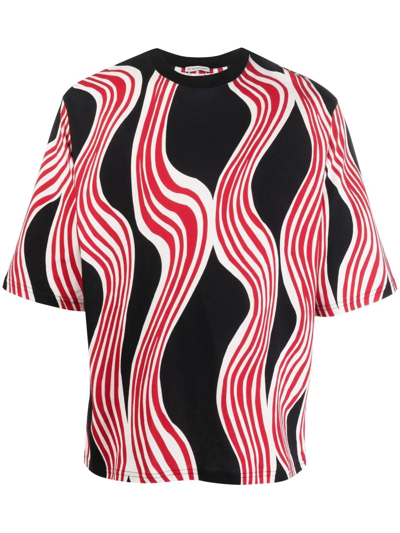 Moncler Abstract-print Short-sleeve T-shirt In Black