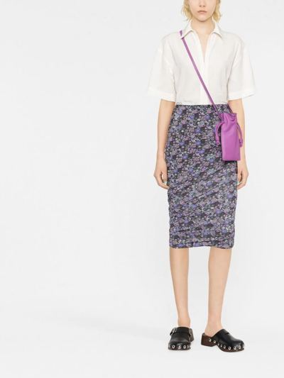 Shop Isabel Marant Floral-print Ruched Skirt In Violett