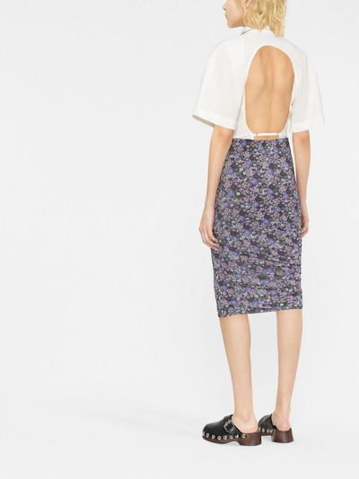 Shop Isabel Marant Floral-print Ruched Skirt In Violett