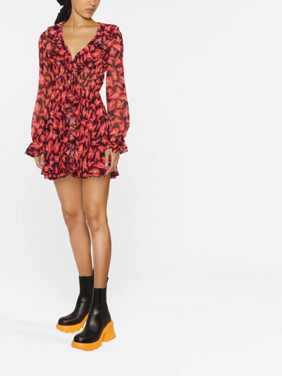 Shop Msgm Butterfly Pattern Mini Dress In Rosa