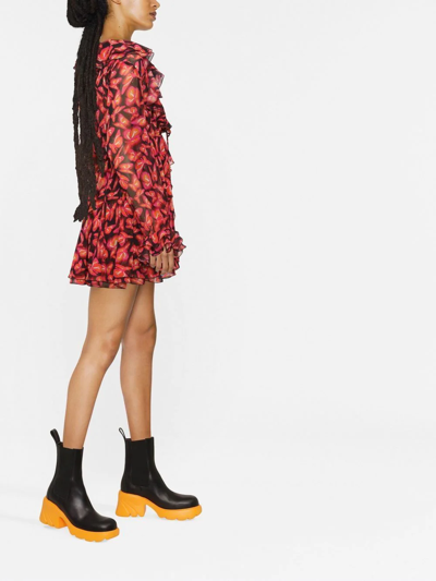 Shop Msgm Butterfly Pattern Mini Dress In Rosa