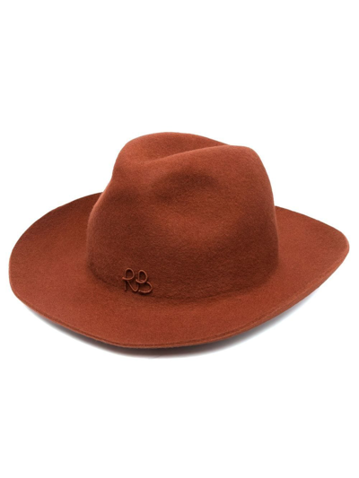 Shop Ruslan Baginskiy Embroidered-logo Wool Felt Hat In Orange