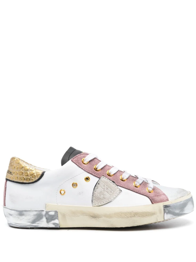 Shop Philippe Model Paris Prsx Colour-block Sneakers In Weiss