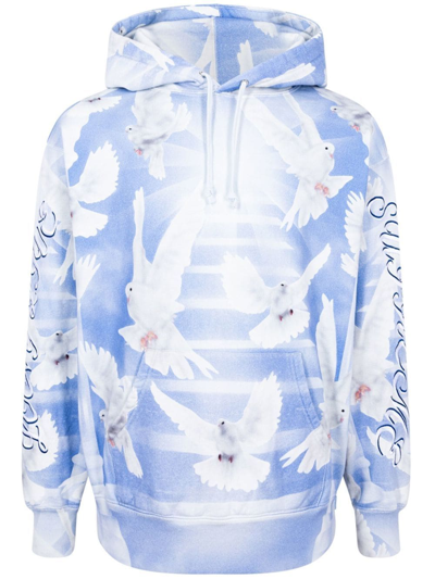 Shop Supreme Doves-print Hoodie In Blue