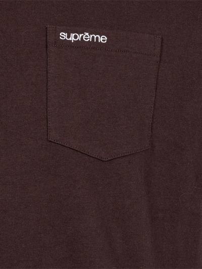 Shop Supreme Logo-embroidered Pocket T-shirt In Brown