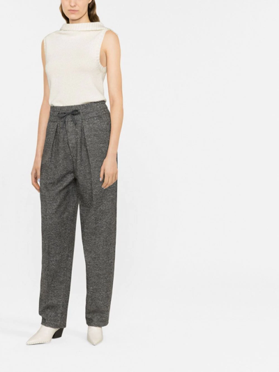 Shop Isabel Marant Étoile Miroki Drawstring Tapered Trousers In Grau