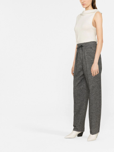 Shop Isabel Marant Étoile Miroki Drawstring Tapered Trousers In Grau