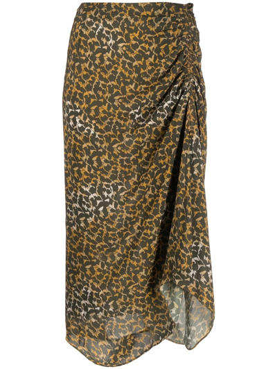 Shop Isabel Marant Étoile Azaria Floral-print Draped Skirt In Grün