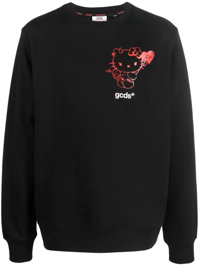 Shop Gcds Hello Kitty Print Detail Sweatshirt In Schwarz