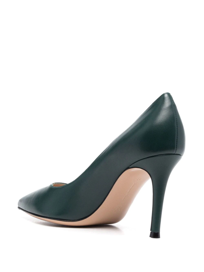Shop Gianvito Rossi 90mm Pointed Leather Pumps In Green
