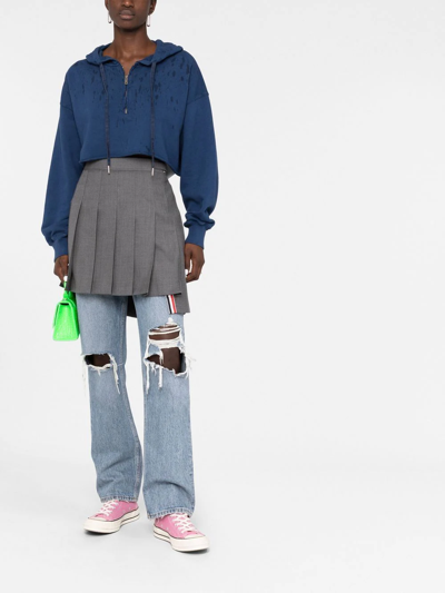 Golden Goose Paint Splatter-effect Cropped Hoodie In Blau