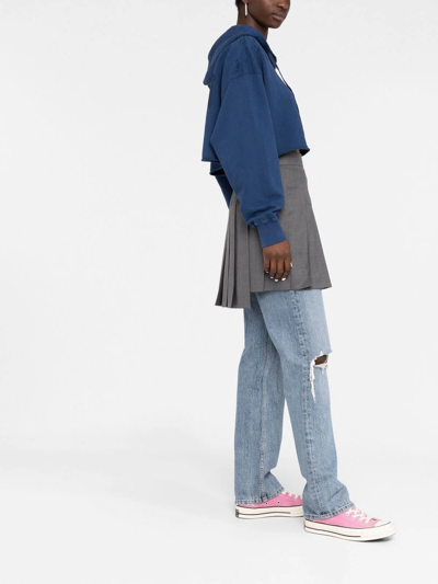 Golden Goose Paint Splatter-effect Cropped Hoodie In Blau