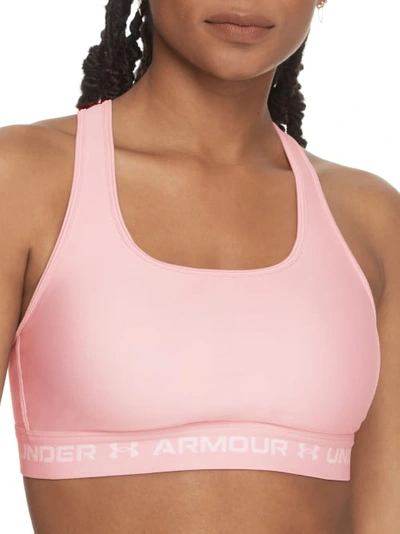 Shop Under Armour Crossback Mid-impact Sports Bra In Prime Pink