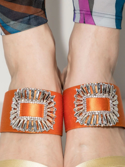 Shop Manolo Blahnik Laali 105mm Crystal-embellished Sandals In Orange