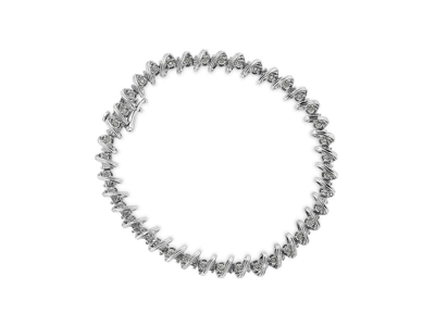 Shop Haus Of Brilliance .925 Sterling Silver 1/4 Cttw Miracle Set Diamond S Curve Link Bracelet In Grey