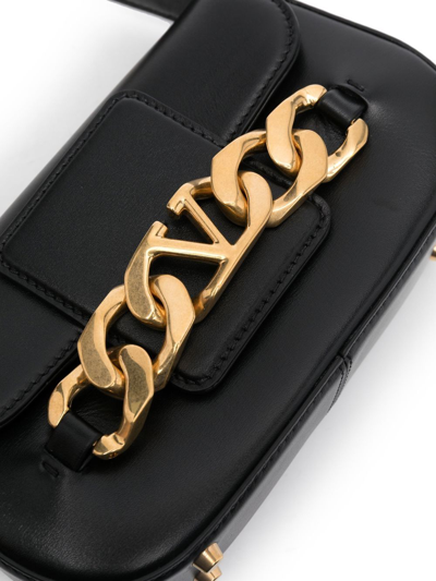 Valentino Garavani Vlogo Chain Small Leather Shoulder Bag In Black