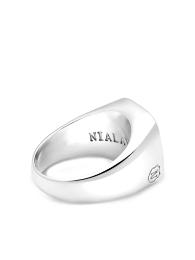 Shop Nialaya Jewelry Natural White Shell Signet Ring In Silver