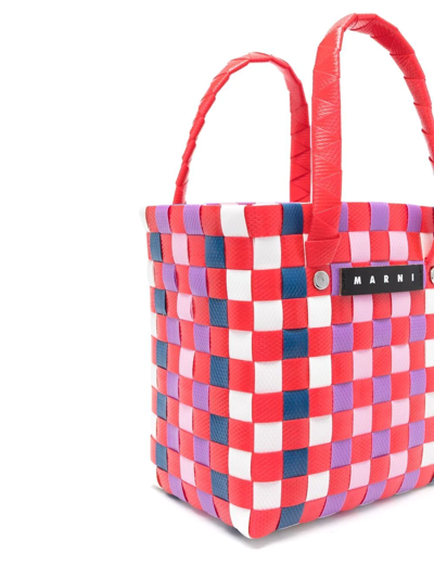 Marni Kids' Market Interwoven Basket Bag In Pink