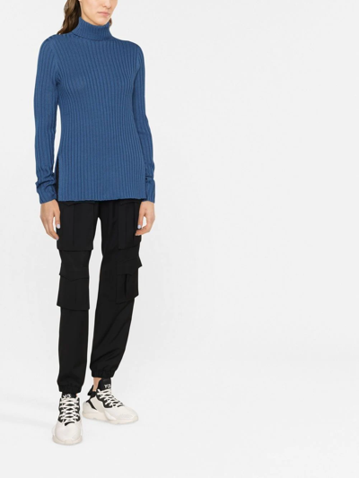 Shop Polo Ralph Lauren Ribbed-knit Wool Jumper In Blue