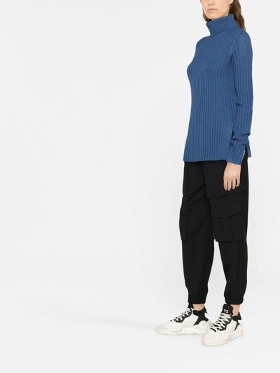Shop Polo Ralph Lauren Ribbed-knit Wool Jumper In Blue
